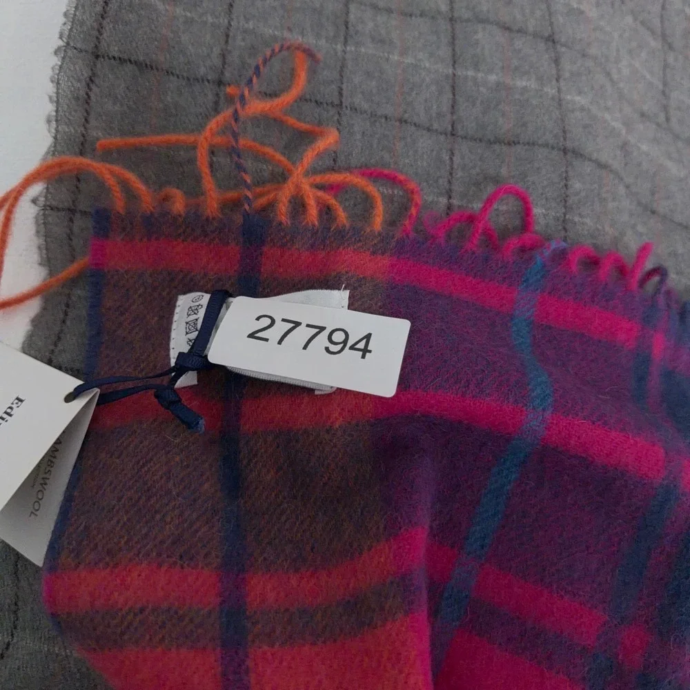 Edinburgh Scarf Womens OS Pink Plaid Lambswool Tartan Mill Check Jazz New